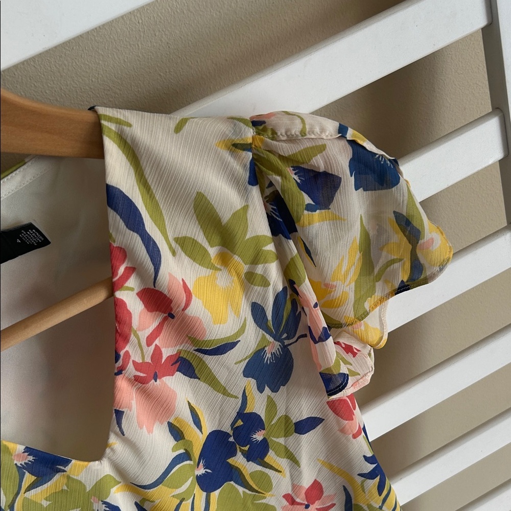 Ralph Lauren Floral Colorful Georgette Drop-Waist Dress Size 4 - Picture 12 of 14